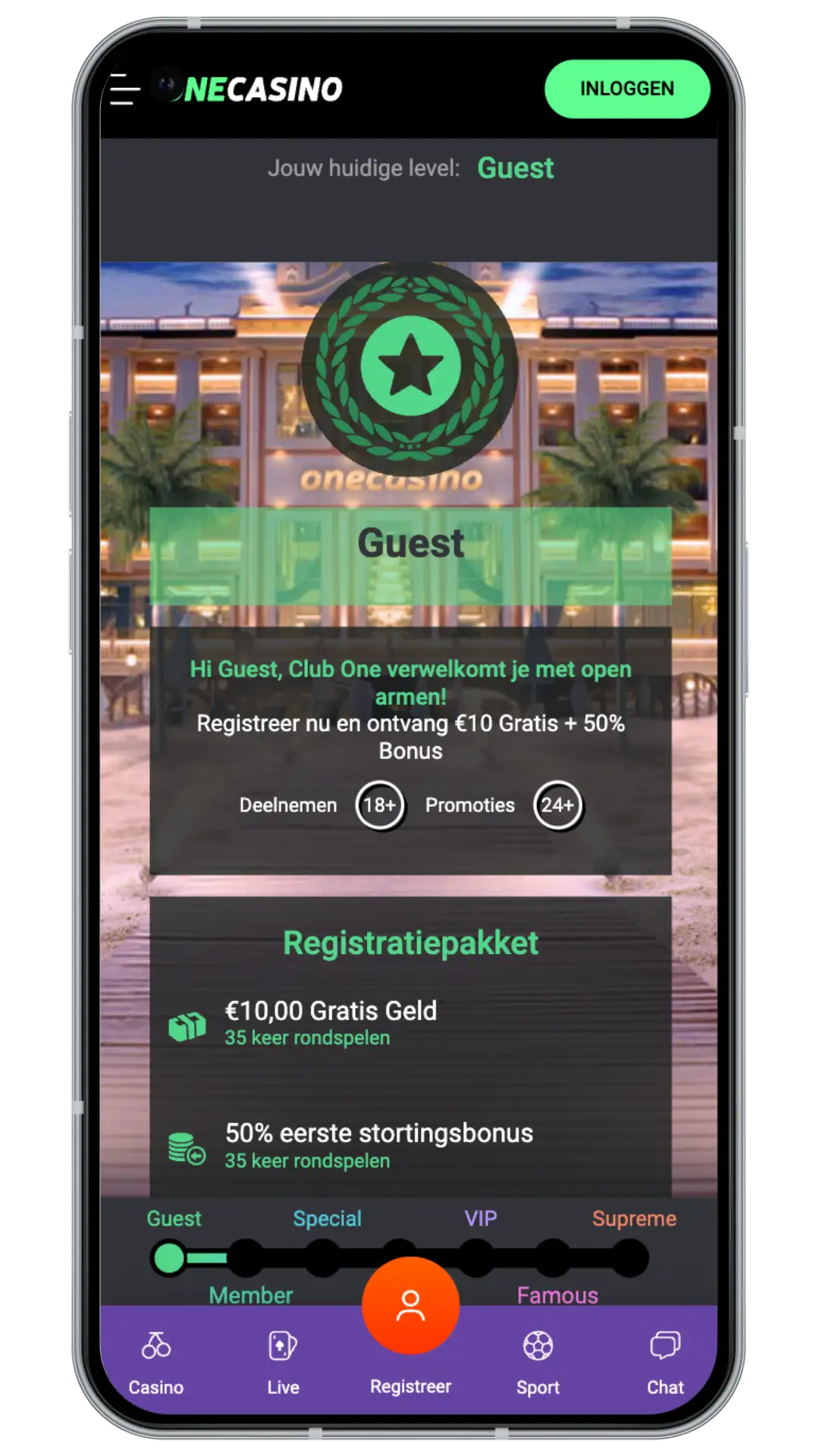 onecasino inloggen